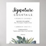 Winter Greenery Signature Cocktails Sign Poster<br><div class="desc">This winter greenery signature cocktails sign is perfect for an elegant wedding. The modern fall or winter design features simple watercolor greenery and dark olive leaves with a rustic holiday feel.</div>