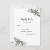 Winter Greenery Simple Wedding RSVP-kaart RSVP Kaartje (Voorkant)