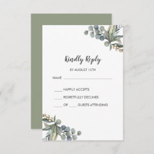 Winter Greenery Simple Wedding RSVP-kaart RSVP Kaartje
