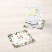 Winter Greenery Stars Vakantie Monogram Kartonnen Onderzetters (Insitu)