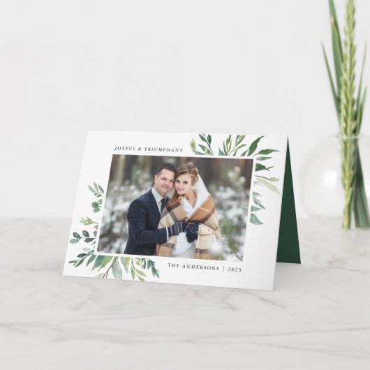 Winter Greenery | Vakantie gevouwen Kaart (Voorkant)