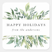 Winter Greenery | Vakantie Vierkante Sticker (Voorkant)