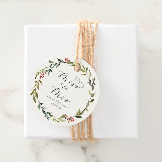 Winter Greenery Vrijgezellenfeest Elegant Favor Ta Bedankjes Labels (In situ)