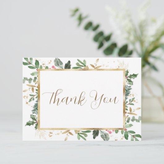 Winter Greenery Vrijgezellenfeest Hartelijk dank Bedankkaart (Staand voorkant)