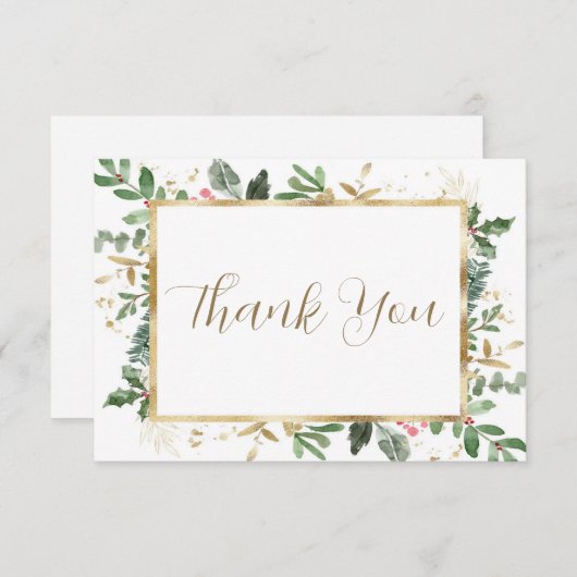 Winter Greenery Vrijgezellenfeest Hartelijk dank Bedankkaart (Voorkant / Achterkant)