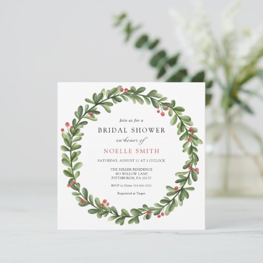 Winter Greenery Vrijgezellenfeest Kaart (Staand voorkant)