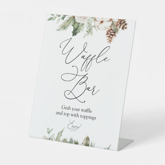 Winter Greenery Waffle Bar Pedestal Sign Reclamebord Met Voetstuk (Voorkant)
