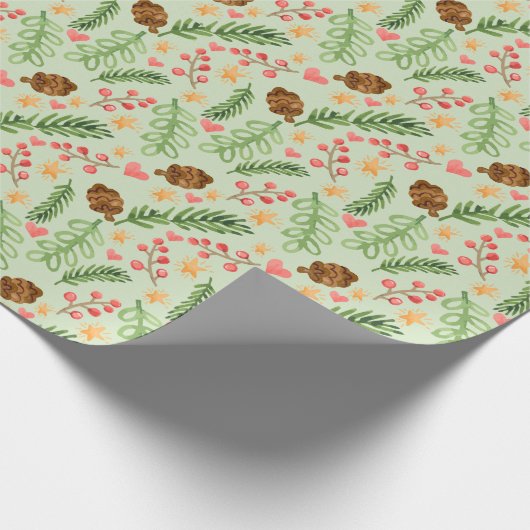 Winter Greenery Waterverf Cadeaupapier (Hoek)