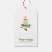 Winter Greenery Waterverf kerstboom Cadeaulabel (Voorkant)