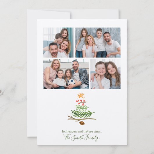 Winter Greenery Waterverf kerstboom Feestdagenkaart (Voorkant)