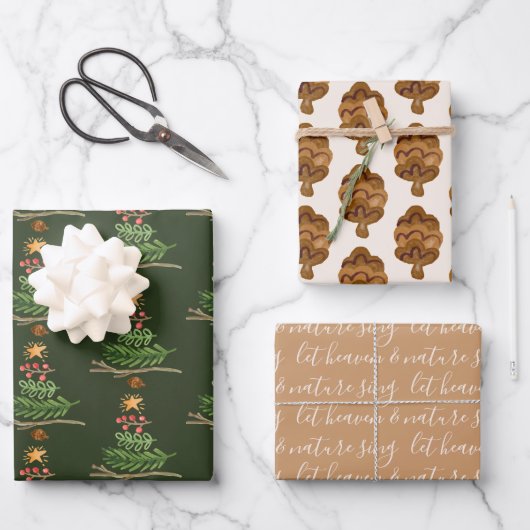 Winter Greenery Waterverf kerstboom Inpakpapier Vel (Voorkant)