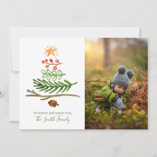 Winter Greenery Waterverf kerstboom Kaart (Voorkant)