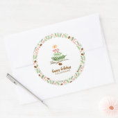 Winter Greenery Waterverf kerstboom Label (Envelop)