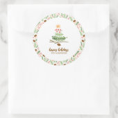 Winter Greenery Waterverf kerstboom Label (Tas)