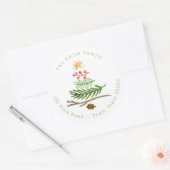 Winter Greenery Waterverf kerstboom Ronde Sticker (Envelop)
