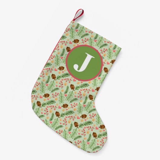 Winter Greenery Waterverf Kleine Kerstsok (Voorkant (Hangend))