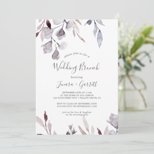 Winter Greenery Wedding Brunch Kaart (Staand voorkant)