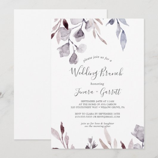 Winter Greenery Wedding Brunch Kaart (Voorkant / Achterkant)