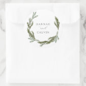 Winter Greenery Wedding Classic Round Sticker (Tas)
