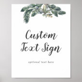 Winter Greenery Wedding Custom Text Sign Poster (Voorkant)