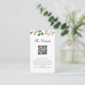 Winter Greenery Wedding Details card met QR code Plaatskaartje (Staand voorkant)
