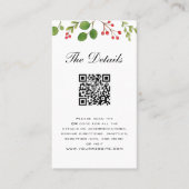Winter Greenery Wedding Details card met QR code Plaatskaartje (Voorkant)