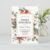 Winter Greenery Wedding Dinner Rehearsal Kaart (Staand voorkant)