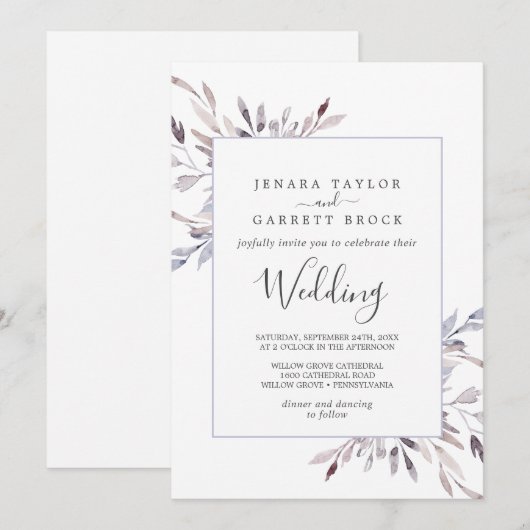 Winter Greenery Wedding Kaart (Voorkant / Achterkant)