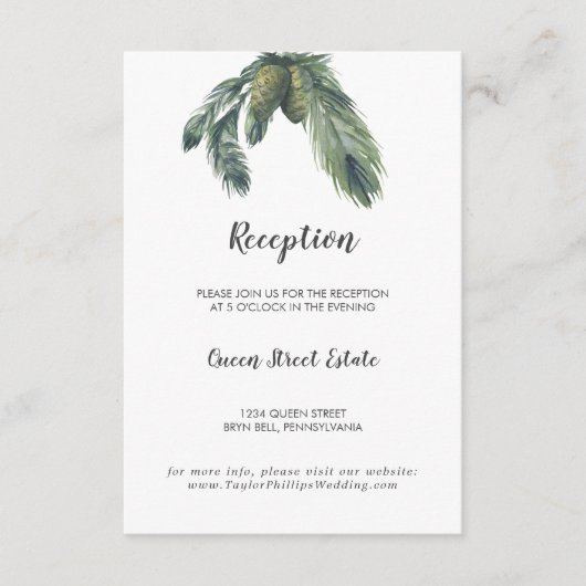 Winter Greenery Wedding Reception Enclosure Card Informatiekaartje (Voorkant)