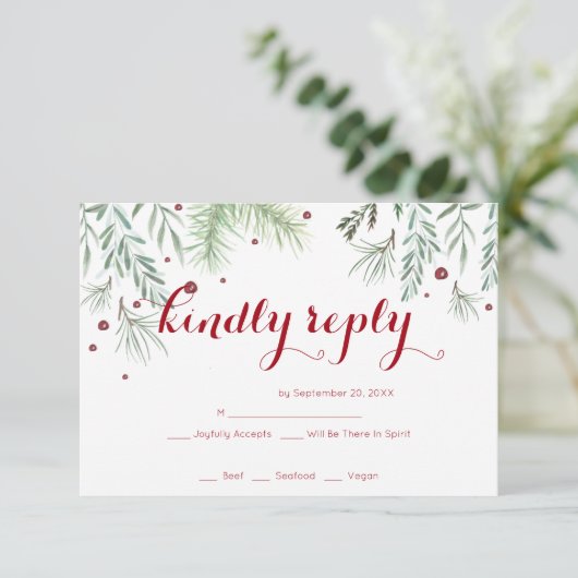 Winter Greenery Wedding RSVP (Staand voorkant)