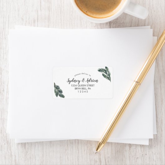 Winter Greenery Wedding RSVP Adres Label (Insitu)