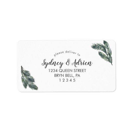 Winter Greenery Wedding RSVP Adres Label (Voorkant)