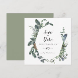 Winter Greenery Wedding Save the Date
