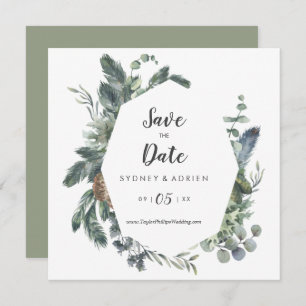 Winter Greenery Wedding Save the Date