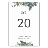 Winter Greenery Wedding Table Numbers Kaart (Achterkant)