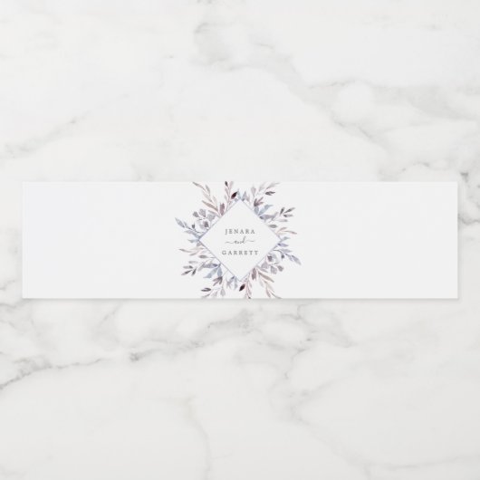 Winter Greenery Wedding Waterfles Etiket (Enkel label)