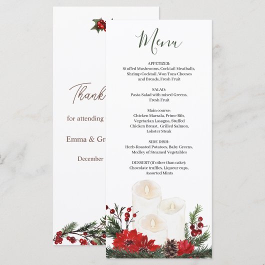 Winter Greenery Wedfeest Menu (Voorkant / Achterkant)