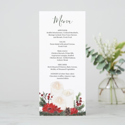 Winter Greenery Wedfeest Menu (Staand voorkant)