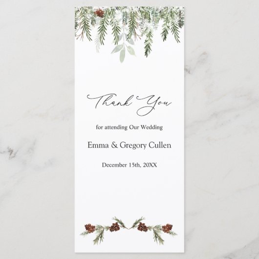 Winter Greenery Wedfeest Menu (Achterkant)