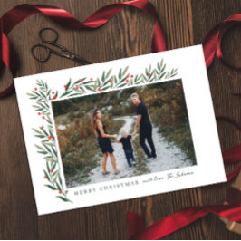 Winter Greenery White met kerstfeest Feestdagenkaart