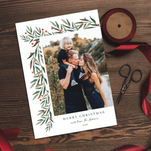 Winter Greenery White met kerstfeest Feestdagenkaart