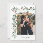 Winter Greenery White met kerstfeest Feestdagenkaart (Voorkant)
