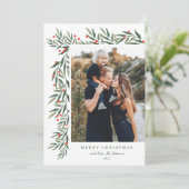 Winter Greenery White met kerstfeest Feestdagenkaart (Staand voorkant)