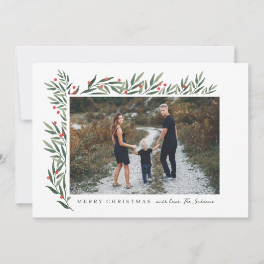 Winter Greenery White met kerstfeest Feestdagenkaart (Voorkant)