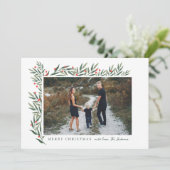 Winter Greenery White met kerstfeest Feestdagenkaart (Staand voorkant)