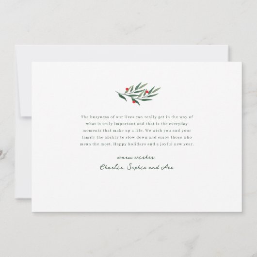 Winter Greenery White met kerstfeest Feestdagenkaart (Achterkant)