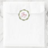 Winter Greenery Wreath Christmas Joy Ronde Sticker (Tas)