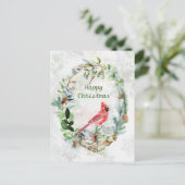 Winter Greenery Wreath Kardinaal Bird Briefkaart (Staand voorkant)