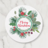 Winter Greenery Wreath Merry Kerstmis Bedankjes Labels (Voorkant)
