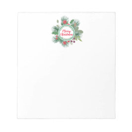 Winter Greenery Wreath Merry Kerstmis Notitieblok